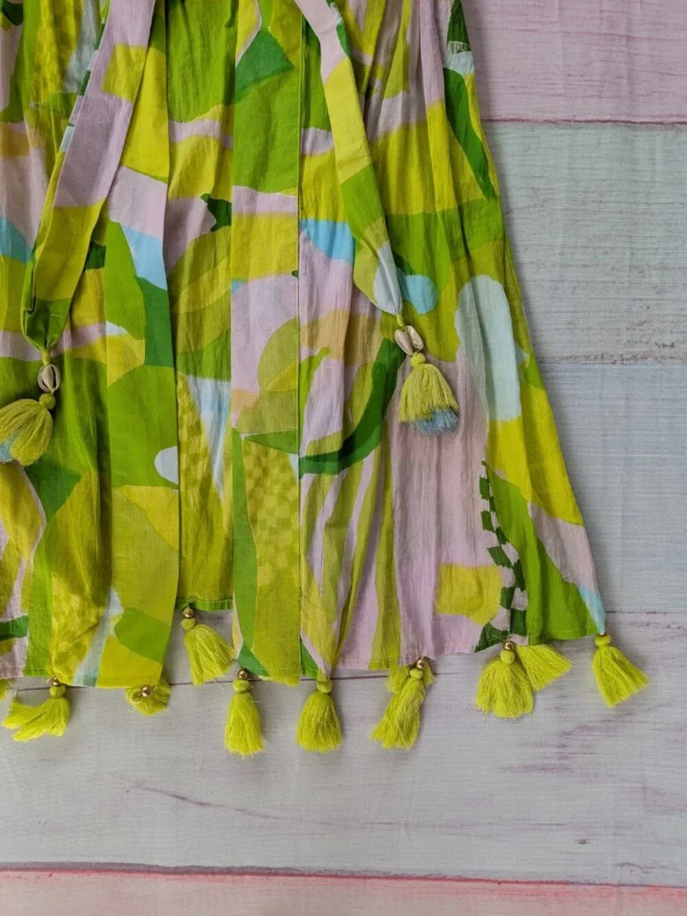 True‎ Destination Green Tassel Cotton Coverup S
